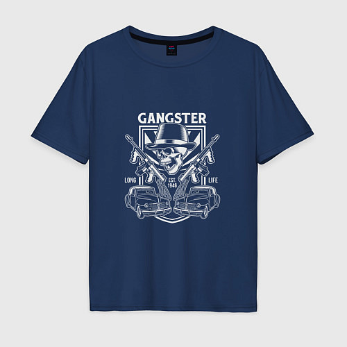 Мужская футболка оверсайз Gangster Cowboy / Тёмно-синий – фото 1