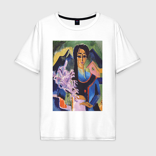 Мужская футболка оверсайз Sunday in the Alps Абстрактный портрет девушки / Белый – фото 1