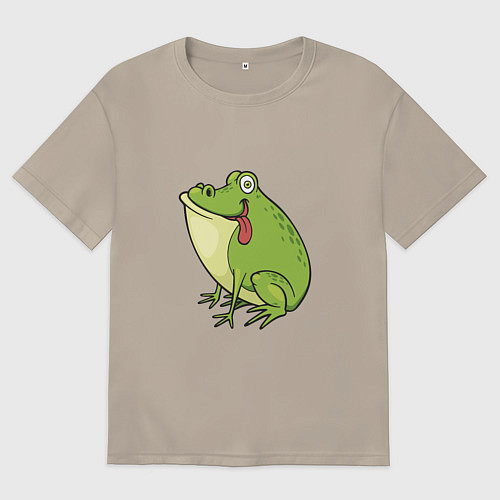 Мужская футболка оверсайз Милый Лягушонок / Миндальный – фото 1