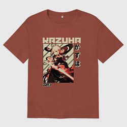 Футболка оверсайз мужская Kazuha геншин, цвет: кирпичный