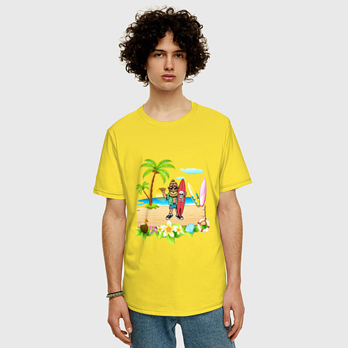Мужская футболка оверсайз HIPPIES BY THE SEA / Желтый – фото 3