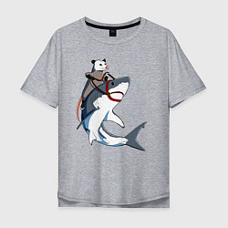 Мужская футболка оверсайз Опоссум верхом на акуле