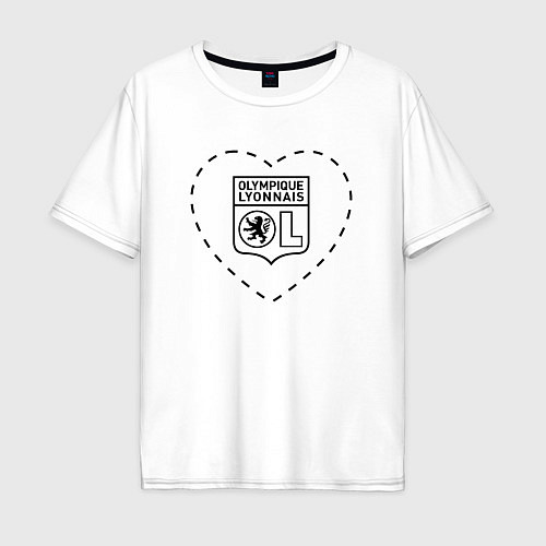 Мужская футболка оверсайз Лого Lyon в сердечке / Белый – фото 1