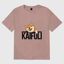 Футболка оверсайз мужская Kaifuli shiba inu, цвет: пыльно-розовый