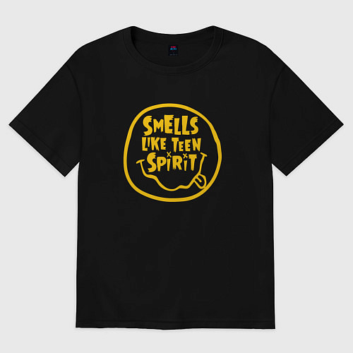Мужская футболка оверсайз Smells Like Teen Spirit Nirvana / Черный – фото 1