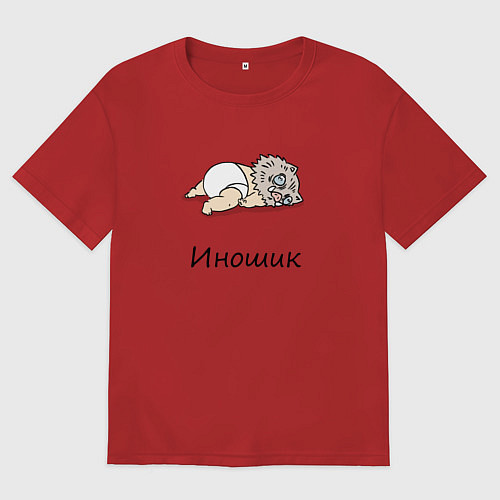 Мужская футболка оверсайз Иношик Клинок, уничтожающий демонов / Красный – фото 1