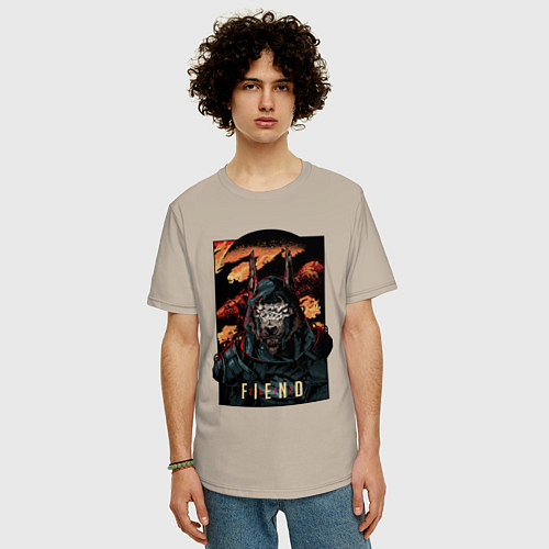 Мужская футболка оверсайз Curse Of Anubis / Миндальный – фото 3
