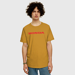 Футболка оверсайз мужская HONDA ХОНДА LOGO спина, цвет: горчичный — фото 2