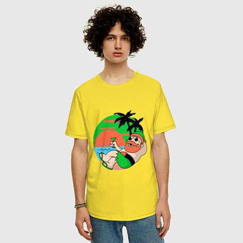 Мужская футболка оверсайз VACATION AT THE SEA / Желтый – фото 3
