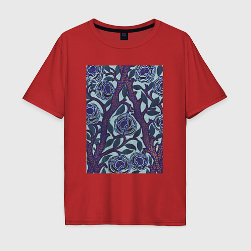 Мужская футболка оверсайз Samarkande Flower Pattern Цветочный орнамент / Красный – фото 1