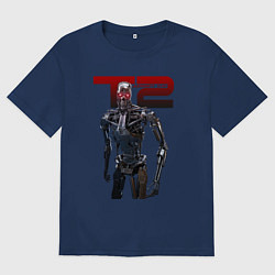 Футболка оверсайз мужская Terminator 2 - T800, цвет: тёмно-синий