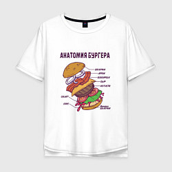 Мужская футболка оверсайз Анатомия схема Бургера Burger Scheme Anatomy