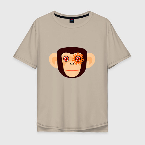 Мужская футболка оверсайз Злая кибер обезьяна / Миндальный – фото 1