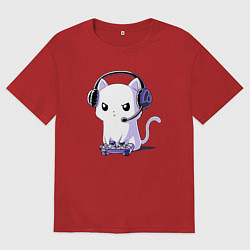 Мужская футболка оверсайз Котёнок игроман The kitten is a gambler