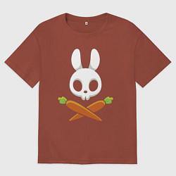 Футболка оверсайз мужская Череп кролика с двумя морковками, цвет: кирпичный
