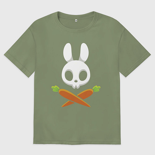 Мужская футболка оверсайз Череп кролика с двумя морковками / Авокадо – фото 1