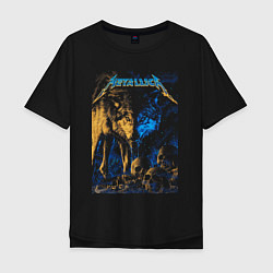 Мужская футболка оверсайз Metallica Плакат волки