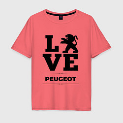 Футболка оверсайз мужская Peugeot Love Classic, цвет: коралловый