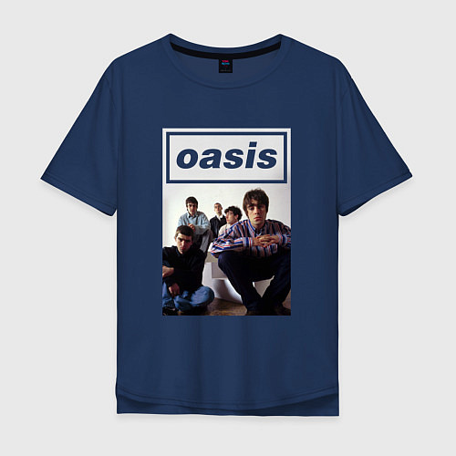 Мужская футболка оверсайз Рок-группа OASIS / Тёмно-синий – фото 1