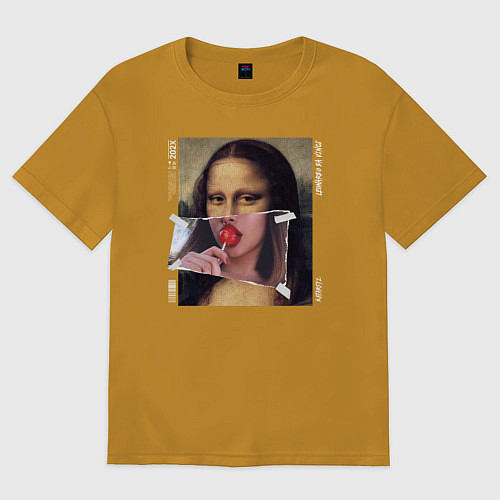 Мужская футболка оверсайз Mona Lisa 202X modern / Горчичный – фото 1