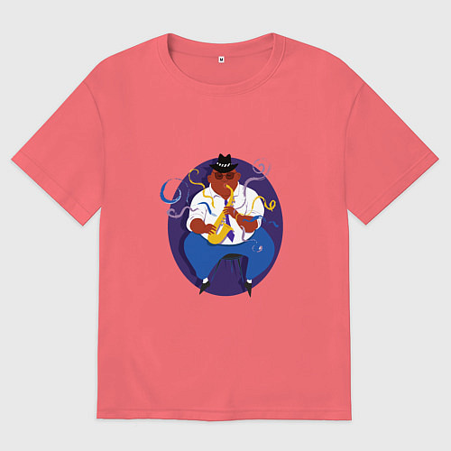 Мужская футболка оверсайз Jazz Melody / Коралловый – фото 1