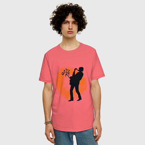 Мужская футболка оверсайз Jazz Fan / Коралловый – фото 3