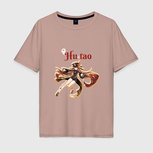 Мужская футболка оверсайз HU TAO GENSIN IMPACT ХУ ТАО ГЕНШИН ИМПАКТ / Пыльно-розовый – фото 1