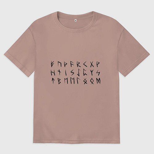 Мужская футболка оверсайз Руны, скандинавская мифология, полный набор из 24 / Пыльно-розовый – фото 1