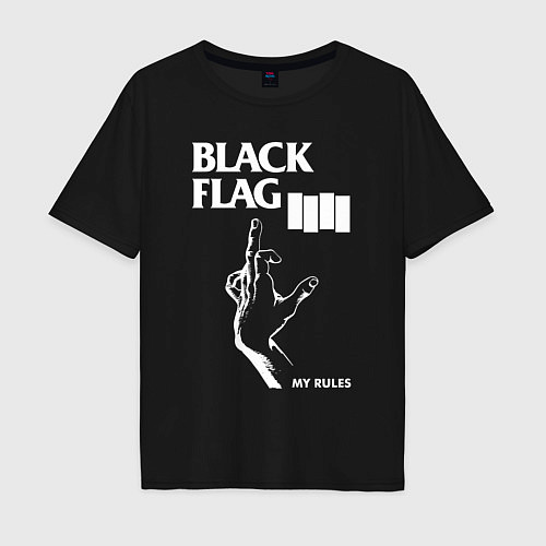 Мужская футболка оверсайз BLACK FLAG РУКА / Черный – фото 1