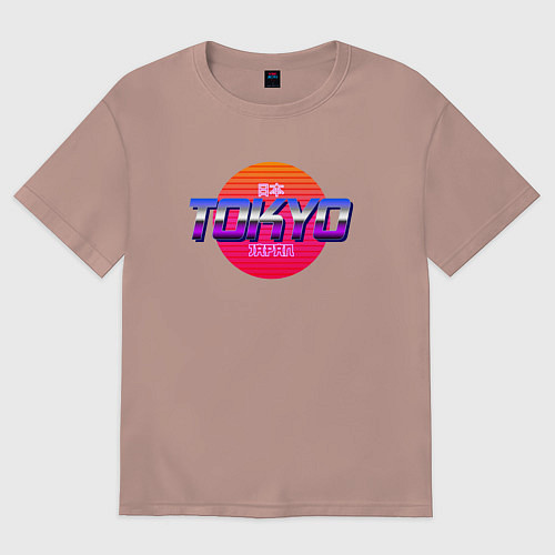 Мужская футболка оверсайз Retrowave Tokyo / Пыльно-розовый – фото 1