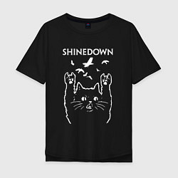 Футболка оверсайз мужская Shinedown Рок кот, цвет: черный