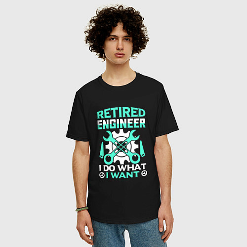 Мужская футболка оверсайз Инженер в отставке, делаю что хочу / Черный – фото 3