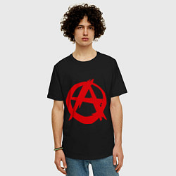 Футболка оверсайз мужская Символ анархии, цвет: черный — фото 2