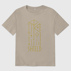 Футболка оверсайз мужская Руническая вязь - Защита, цвет: миндальный