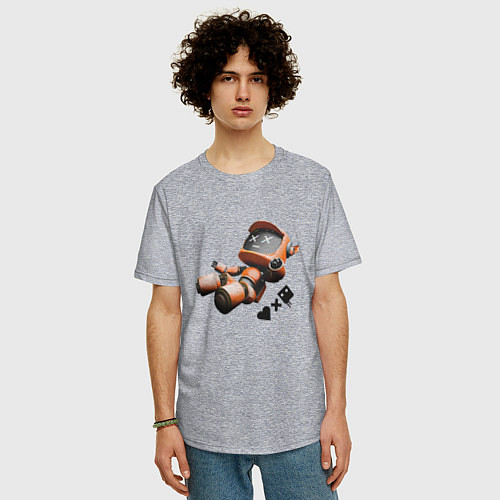 Мужская футболка оверсайз Падающий робот с логотипом / Меланж – фото 3