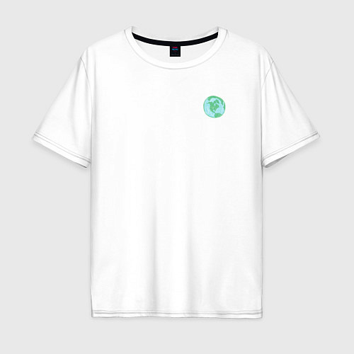 Мужская футболка оверсайз Save the earth эко дизайн карадашом с маленькой пл / Белый – фото 1