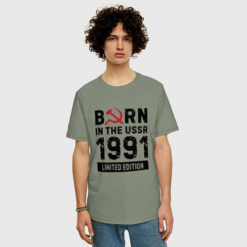 Мужская футболка оверсайз Born In The USSR 1991 Limited Edition / Авокадо – фото 3