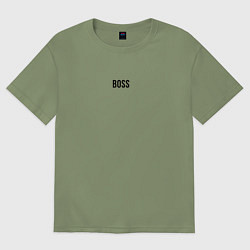 Футболка оверсайз мужская Boss Black Text, цвет: авокадо
