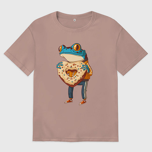 Мужская футболка оверсайз Пряничная лягушка / Пыльно-розовый – фото 1