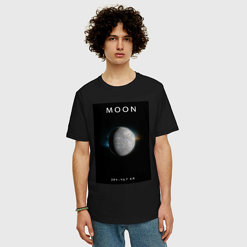 Мужская футболка оверсайз Moon Луна Space collections / Черный – фото 3