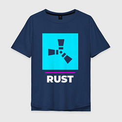 Футболка оверсайз мужская Символ Rust в неоновых цветах, цвет: тёмно-синий