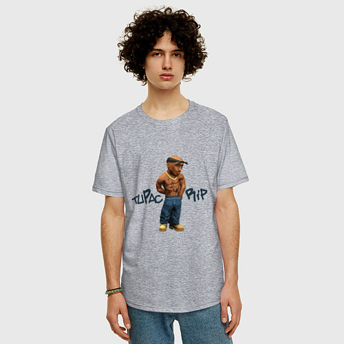 Мужская футболка оверсайз Tupac Rip / Меланж – фото 3