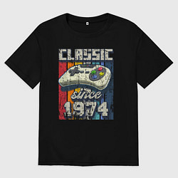 Футболка оверсайз мужская Классика 1974 года, цвет: черный