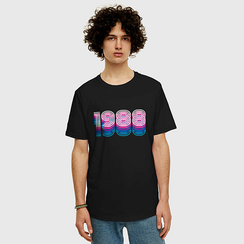 Мужская футболка оверсайз 1988 Год Ретро Неон / Черный – фото 3