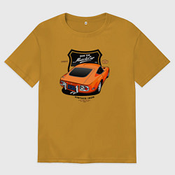 Футболка оверсайз мужская Vintage Tron Ретро-автомобиль, цвет: горчичный