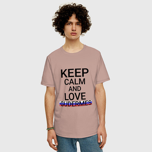 Мужская футболка оверсайз Keep calm Gudermes Гудермес / Пыльно-розовый – фото 3
