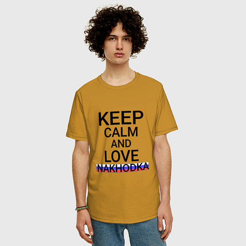 Мужская футболка оверсайз Keep calm Nakhodka Находка / Горчичный – фото 3