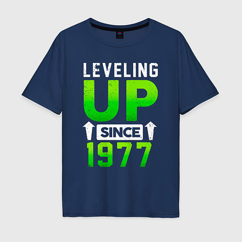 Мужская футболка оверсайз Повышение уровня с 1977 года / Тёмно-синий – фото 1