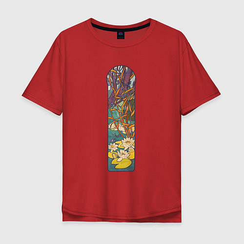 Мужская футболка оверсайз Fouquet Jewelry Store - Lotus Лотосы / Красный – фото 1