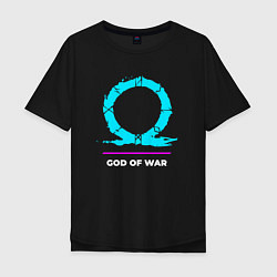 Мужская футболка оверсайз Символ God of War в неоновых цветах